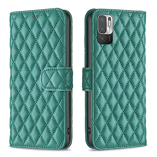 Leather Case Stands Flip Cover Holder B19F for Xiaomi POCO M3 Pro 5G Green