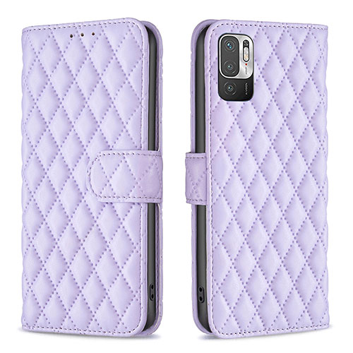 Leather Case Stands Flip Cover Holder B19F for Xiaomi POCO M3 Pro 5G Purple