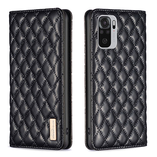 Leather Case Stands Flip Cover Holder B19F for Xiaomi Poco M5S Black