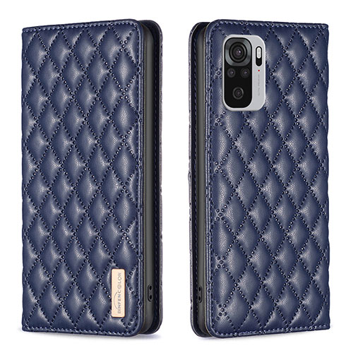 Leather Case Stands Flip Cover Holder B19F for Xiaomi Poco M5S Blue