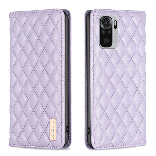 Leather Case Stands Flip Cover Holder B19F for Xiaomi Poco M5S Purple