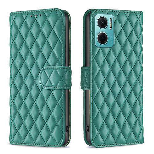 Leather Case Stands Flip Cover Holder B19F for Xiaomi Redmi 10 5G Green