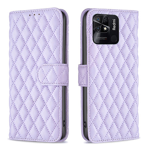 Leather Case Stands Flip Cover Holder B19F for Xiaomi Redmi 10 India Purple