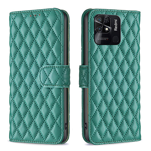 Leather Case Stands Flip Cover Holder B19F for Xiaomi Redmi 10 Power Green