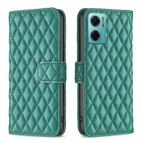 Leather Case Stands Flip Cover Holder B19F for Xiaomi Redmi 11 Prime 5G Green