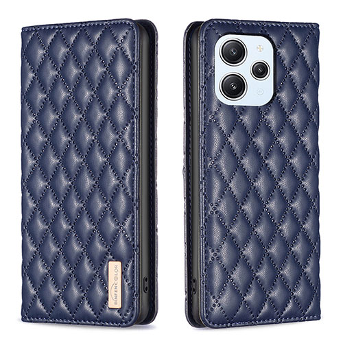 Leather Case Stands Flip Cover Holder B19F for Xiaomi Redmi 12 4G Blue