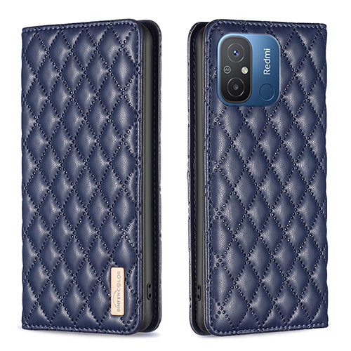 Leather Case Stands Flip Cover Holder B19F for Xiaomi Redmi 12C 4G Blue