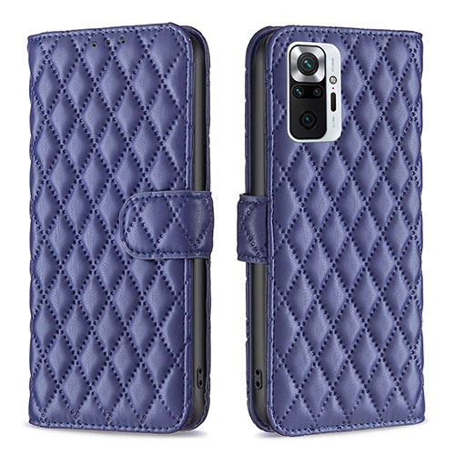 Leather Case Stands Flip Cover Holder B19F for Xiaomi Redmi Note 10 Pro 4G Blue