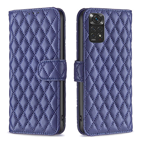 Leather Case Stands Flip Cover Holder B19F for Xiaomi Redmi Note 11 4G (2022) Blue