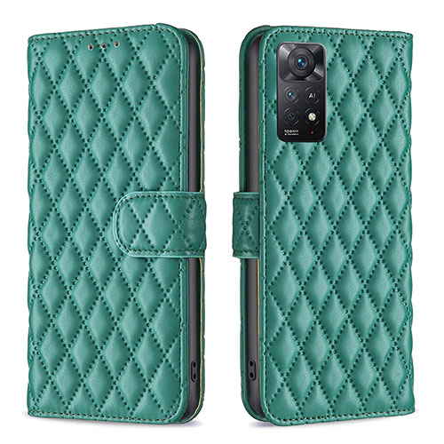 Leather Case Stands Flip Cover Holder B19F for Xiaomi Redmi Note 11 Pro 4G Green