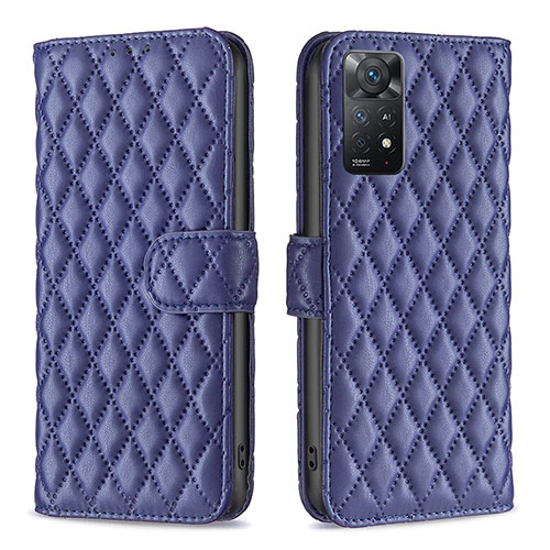 Leather Case Stands Flip Cover Holder B19F for Xiaomi Redmi Note 11 Pro 5G Blue