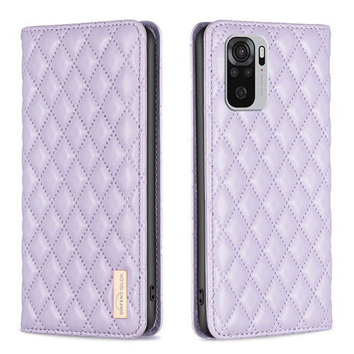 Leather Case Stands Flip Cover Holder B19F for Xiaomi Redmi Note 11 SE India 4G Purple