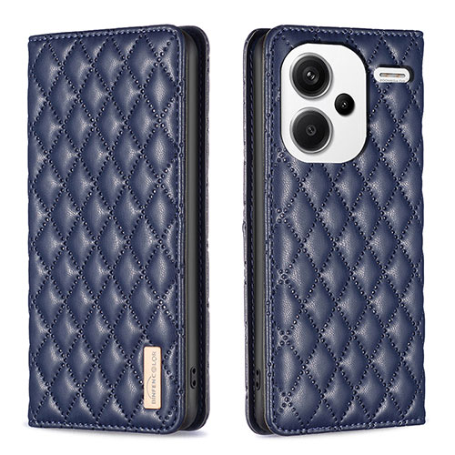 Leather Case Stands Flip Cover Holder B19F for Xiaomi Redmi Note 13 Pro+ Plus 5G Blue