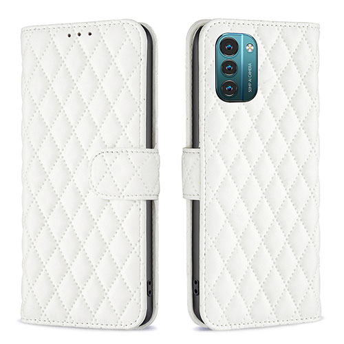 Leather Case Stands Flip Cover Holder B20F for Nokia G21 White