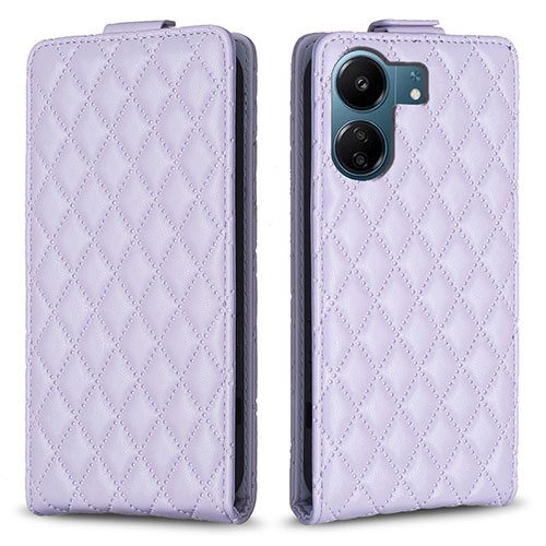 Leather Case Stands Flip Cover Holder B20F for Xiaomi Poco C65 Clove Purple