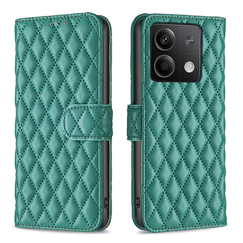 Leather Case Stands Flip Cover Holder B20F for Xiaomi Redmi Note 13 5G Green