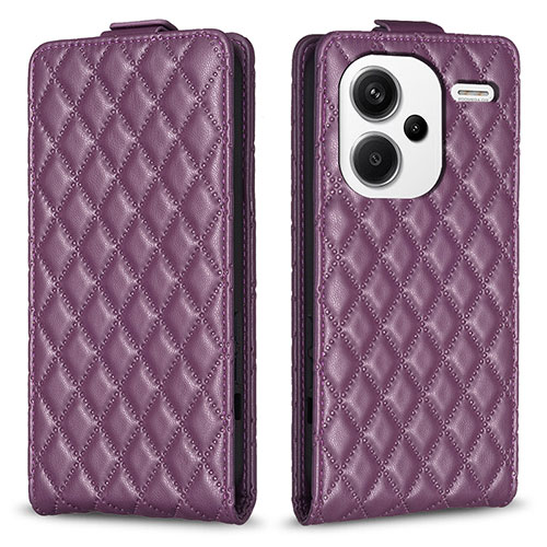 Leather Case Stands Flip Cover Holder B20F for Xiaomi Redmi Note 13 Pro+ Plus 5G Purple