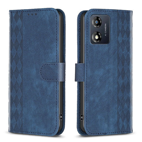 Leather Case Stands Flip Cover Holder B21F for Motorola Moto E13 Blue