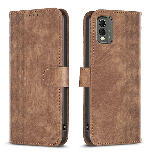 Leather Case Stands Flip Cover Holder B21F for Nokia C210 Brown