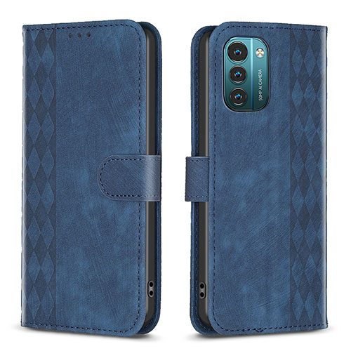 Leather Case Stands Flip Cover Holder B21F for Nokia G21 Blue