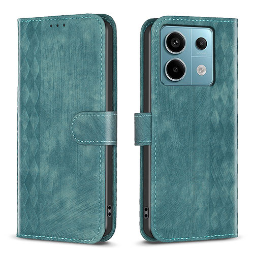 Leather Case Stands Flip Cover Holder B21F for Xiaomi Redmi Note 13 Pro 5G Green