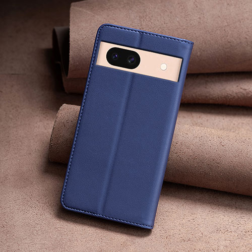 Leather Case Stands Flip Cover Holder B22F for Google Pixel 8a 5G Blue