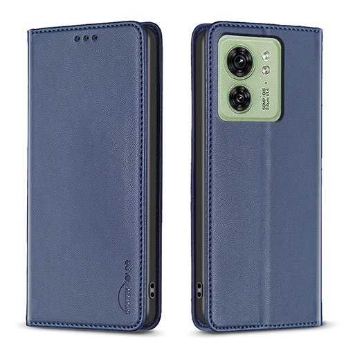 Leather Case Stands Flip Cover Holder B22F for Motorola Moto Edge 40 5G Blue