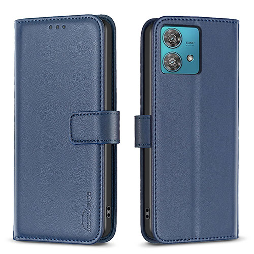 Leather Case Stands Flip Cover Holder B22F for Motorola Moto Edge 40 Neo 5G Blue