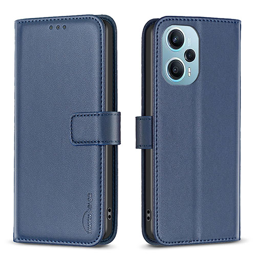 Leather Case Stands Flip Cover Holder B22F for Xiaomi Redmi Note 12 Turbo 5G Blue