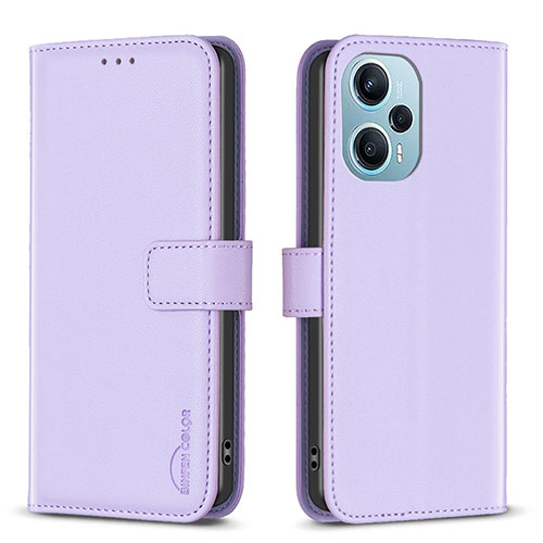 Leather Case Stands Flip Cover Holder B22F for Xiaomi Redmi Note 12 Turbo 5G Clove Purple