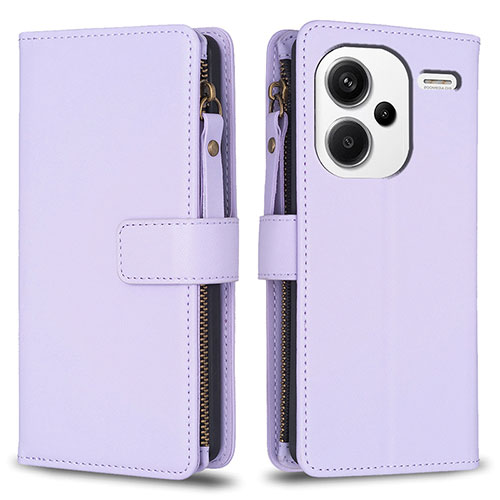 Leather Case Stands Flip Cover Holder B22F for Xiaomi Redmi Note 13 Pro+ Plus 5G Clove Purple