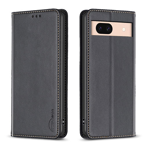 Leather Case Stands Flip Cover Holder B23F for Google Pixel 8a 5G Black