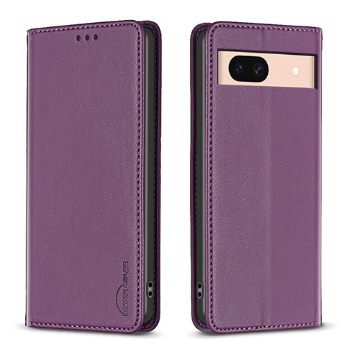 Leather Case Stands Flip Cover Holder B23F for Google Pixel 8a 5G Purple