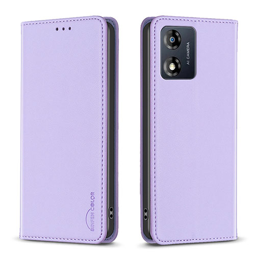 Leather Case Stands Flip Cover Holder B23F for Motorola Moto E13 Clove Purple