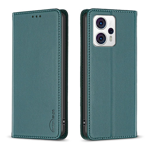 Leather Case Stands Flip Cover Holder B23F for Motorola Moto G13 Green