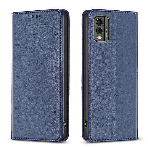 Leather Case Stands Flip Cover Holder B23F for Nokia C210 Blue