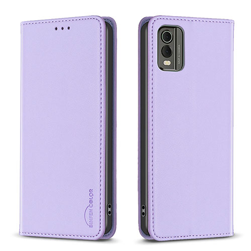 Leather Case Stands Flip Cover Holder B23F for Nokia C210 Clove Purple