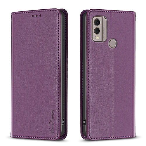 Leather Case Stands Flip Cover Holder B23F for Nokia C22 Purple