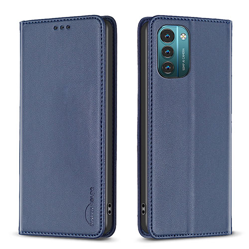 Leather Case Stands Flip Cover Holder B23F for Nokia G11 Blue