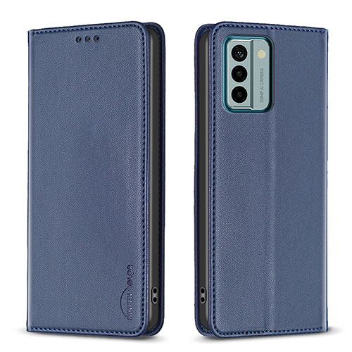 Leather Case Stands Flip Cover Holder B23F for Nokia G22 Blue