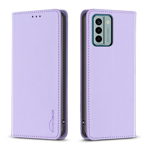 Leather Case Stands Flip Cover Holder B23F for Nokia G22 Clove Purple