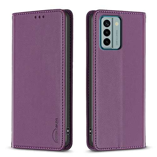 Leather Case Stands Flip Cover Holder B23F for Nokia G22 Purple