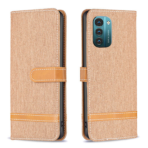 Leather Case Stands Flip Cover Holder B24F for Nokia G11 Gold