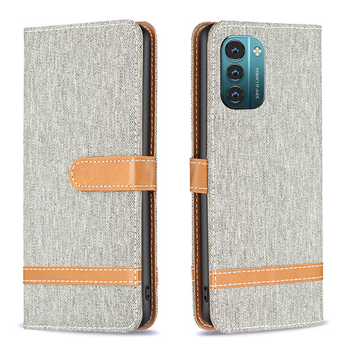 Leather Case Stands Flip Cover Holder B24F for Nokia G11 Gray