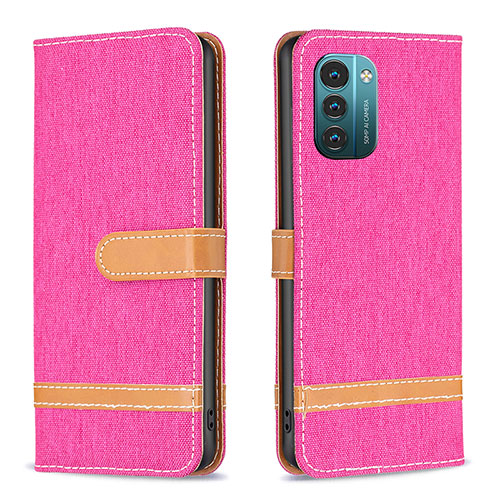 Leather Case Stands Flip Cover Holder B24F for Nokia G21 Hot Pink