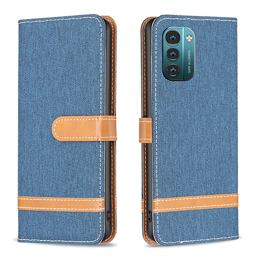 Leather Case Stands Flip Cover Holder B24F for Nokia G21 Sky Blue