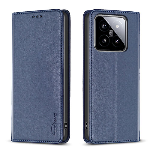 Leather Case Stands Flip Cover Holder B24F for Xiaomi Mi 14 5G Blue