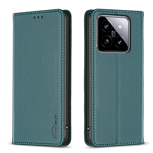 Leather Case Stands Flip Cover Holder B24F for Xiaomi Mi 14 Pro 5G Green