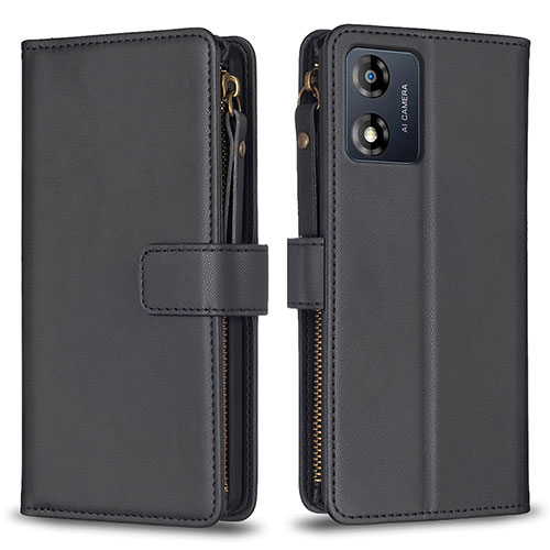 Leather Case Stands Flip Cover Holder B25F for Motorola Moto E13 Black