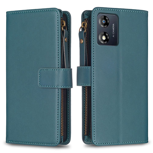 Leather Case Stands Flip Cover Holder B25F for Motorola Moto E13 Green